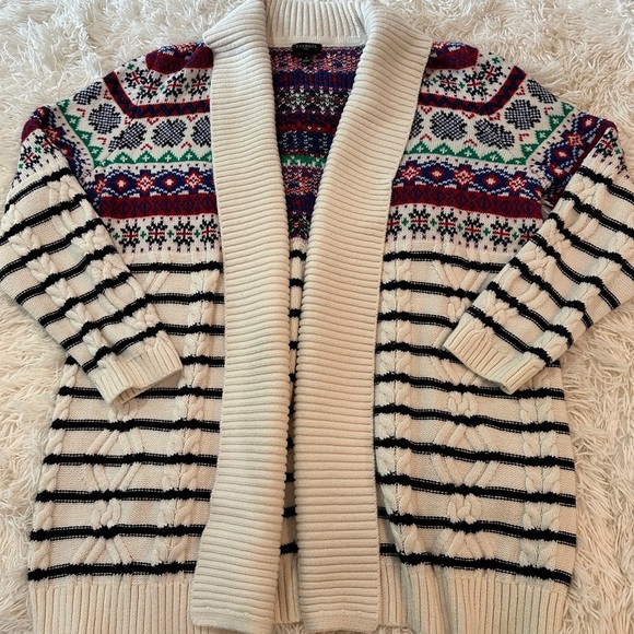 Talbots Cabincore Plus FairIsle Shawl Cardigan Sweater Nordic Stripe Knit Size X - Picture 9 of 16